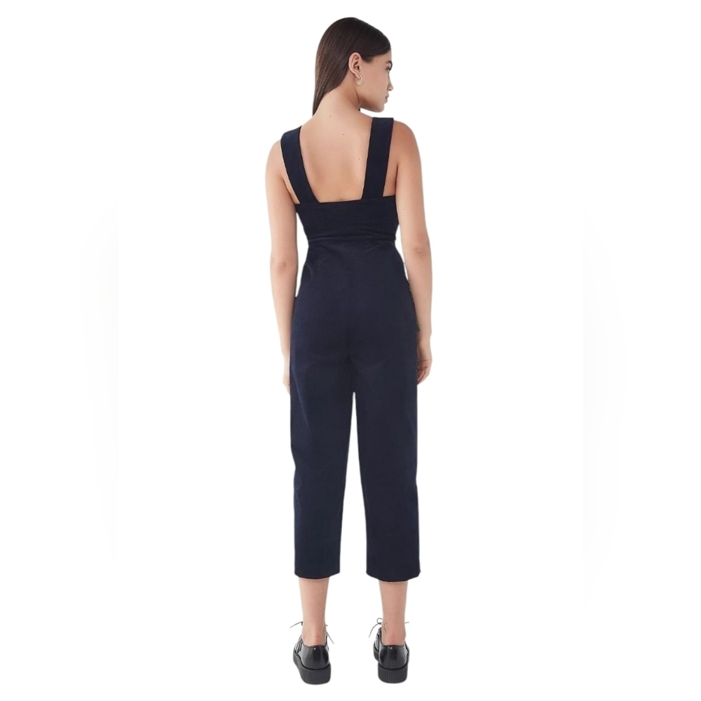 BDG Urban Outfitters April Corduroy Zip-Front Jumpsuit Black Cropped size Small - Picture 2 of 11